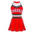 thumbnail image 2 of YONGHS Kids Girls Cheer Leader Costume Cheerleading Uniform Outfit Top Vest Pleated Skirt 2PCS Set Red 8, 2 of 5