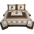 thumbnail image 2 of Sapphire Home Western Design Collection King Size 3-Piece Wild Horse Quilt Bedding Set, Beige Brown, 2 of 2