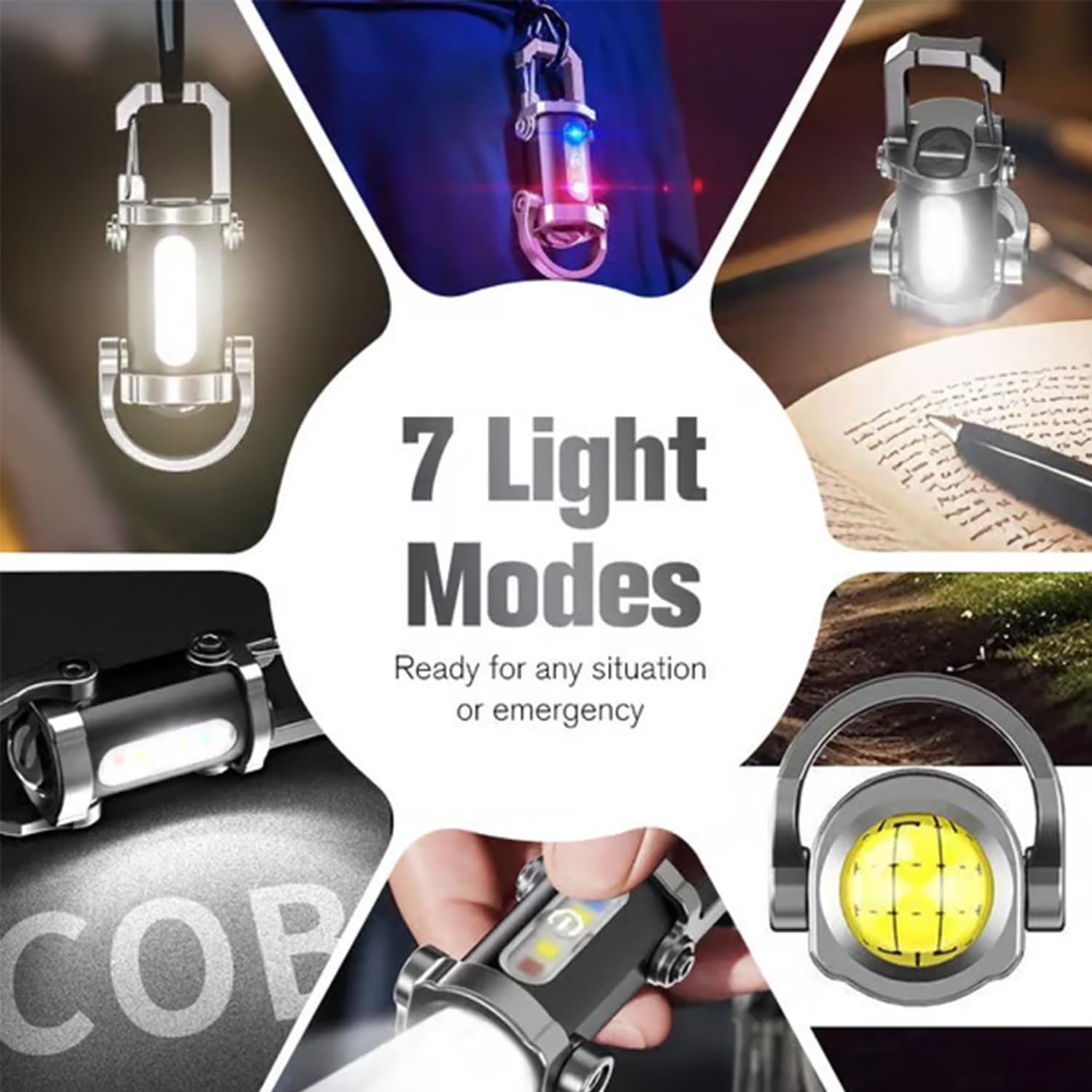 Portable Rechargeable Bright Keychain Flashlight Mini EDC 1200 Lumens Compact Light with 7 Modes Type-C Multifunctional Torch Waterproof Alloy for Camping Hiking Outdoor Use Black(3pcs)