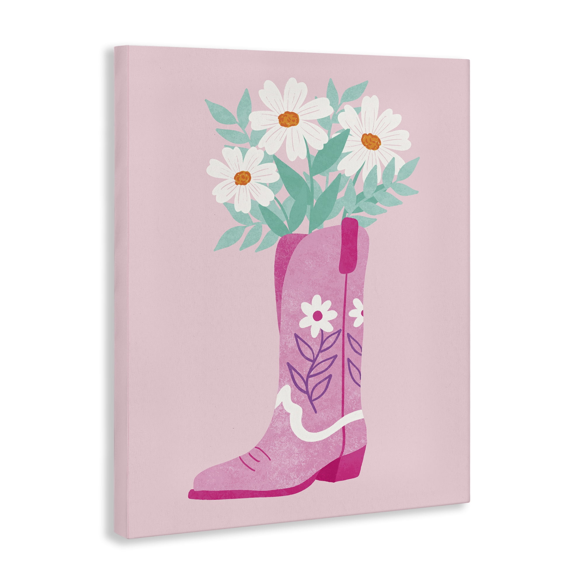 Stupell Industries Retro Cowgirl Bouquet Plants & Flowers Painting Wrapped Canvas Art Print Wall Art, 36 x 48
