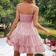 thumbnail image 5 of Levmjia Womens Floral Print Cami Mini Dress With Ruffle Hem Spaghetti Strap Flowy Casual Lightweight Sundress For Beach Vacations Breathable Summer Daily Wear, 5 of 6