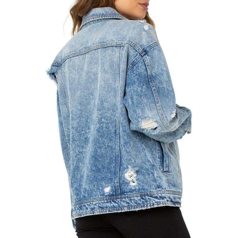 Ripped pink denim jacket slim fit cotton denim jackets – INFINIT STORE