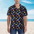 thumbnail image 2 of Honeii Whales In Space Print Men’s Hawaiian Shirt,Classic Button-Down Short Sleeve Shirt, for Beach, Vacation, and Outdoor Activities,3X-Large, 2 of 7