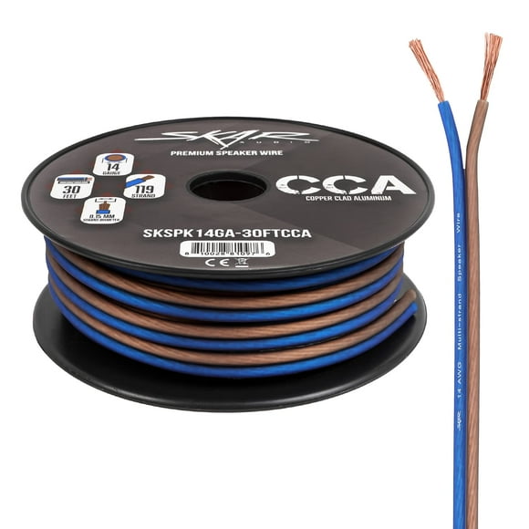 Cable de altavoz Skar Audio calibre 14 AWG, 30 pies, azul/marrón
