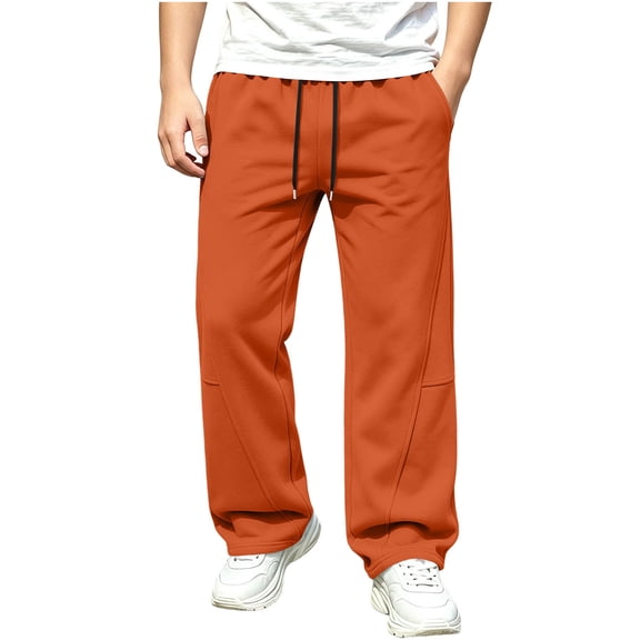 CYRBOKO Boys Sweatpants, Casual Wide-leg Athletic Elastic Waist Athletic Pants Orange Size 9-10 T