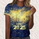 thumbnail image 3 of Camisetas Casuales de Mujer Año Nuevo Impreso Suéter de Manga Corta Cuello Redondo, Top de Moda para el Uso Diario, 3 of 4