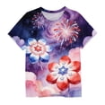 thumbnail image 2 of Cethrio Girls 4th of July T-shirts, Casual Short Sleeve Pullover Crew Neck Graphic Tees Purple Size 10-12, 2 of 4