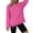 Hot Pink, variant on HongQid Women's Casual Sweatshirts Crewneck Long Sleeve Fuzzy Fleece Jackets Side Slit Midweight Pullover Fall Fashion