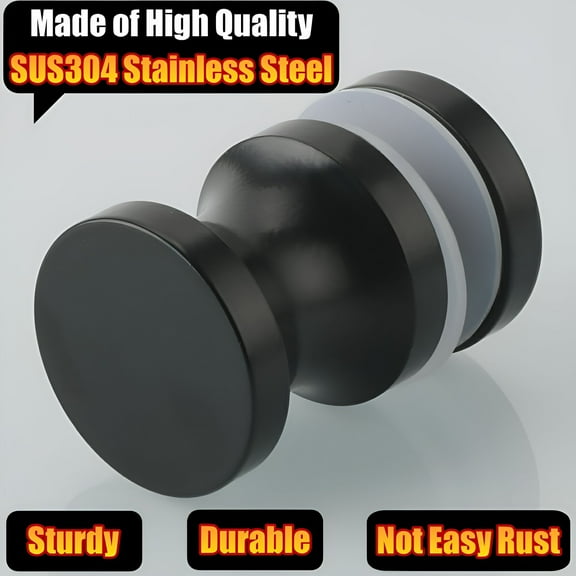 TALENO Shower Glass Door Handle, Sliding Shower Doors Knob, One Sided Pull Hardware Replacement Parts for Bathroom Glass Doors, Black Door Knobs