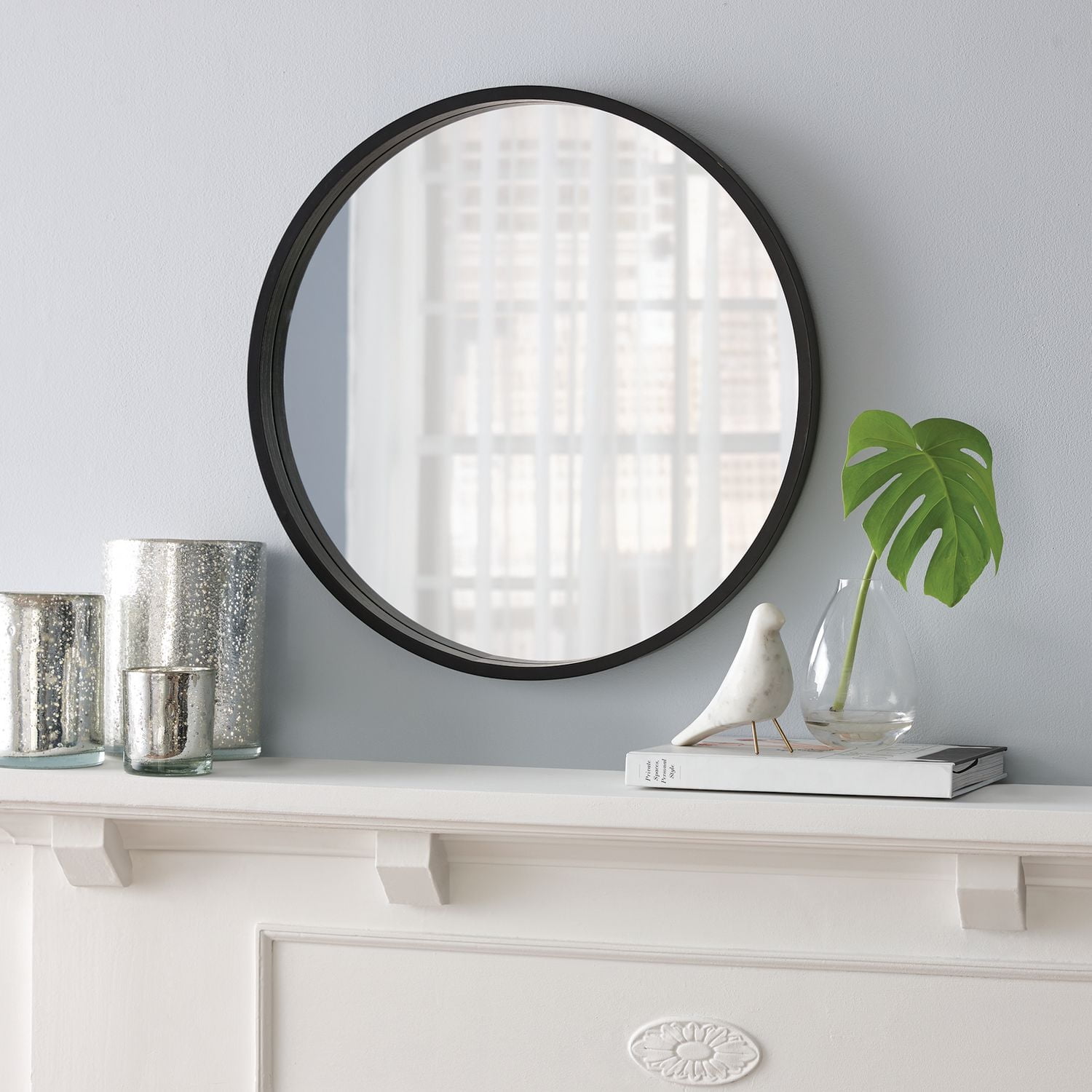 Miroir rond hometrends au fini noir