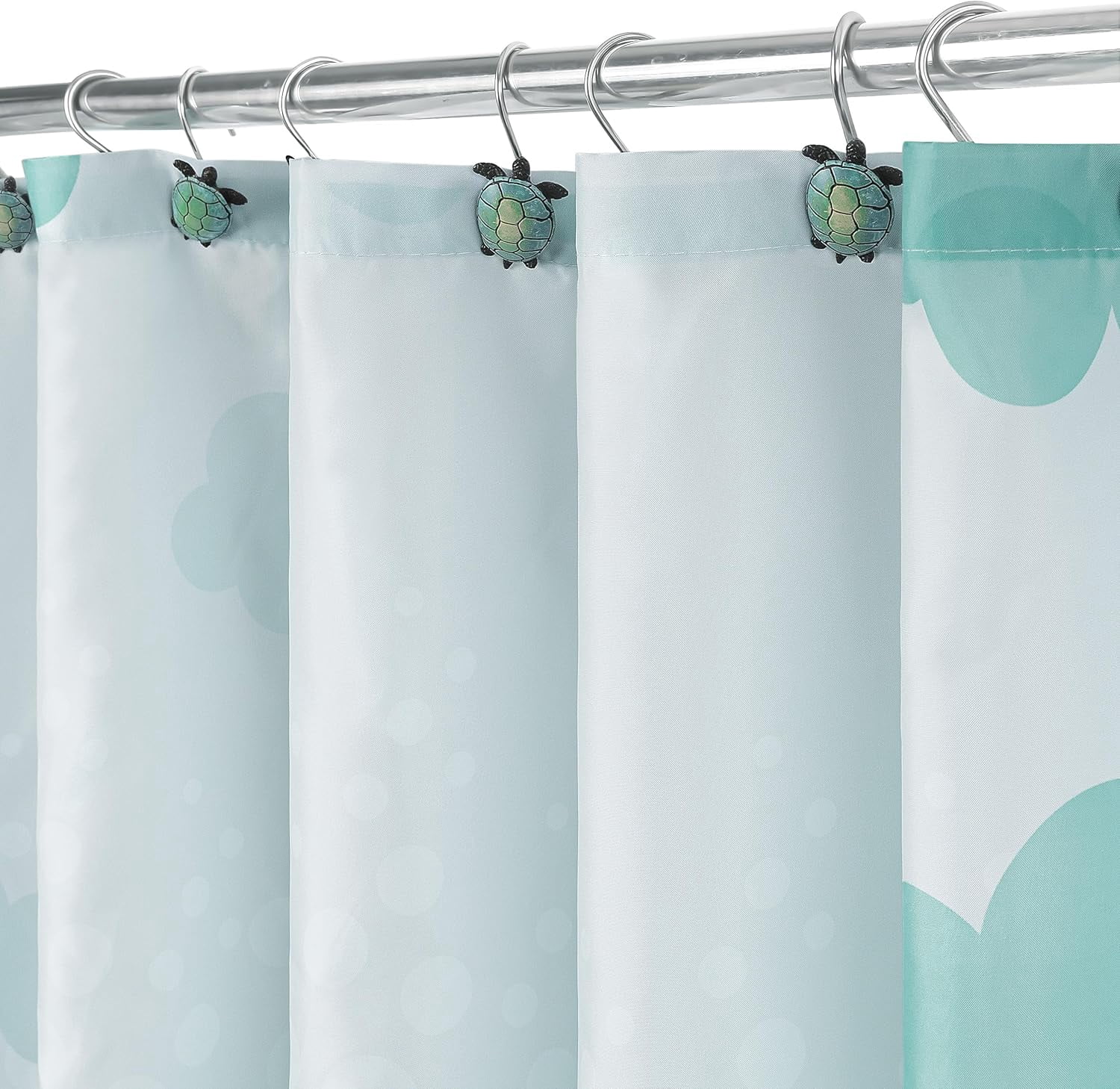 Lovely Cartoon Sea Creatures Fabric Shower Curtain for Kids, Whale Turtle and Fish Bathroom Decor Curtain for Girls and Boys