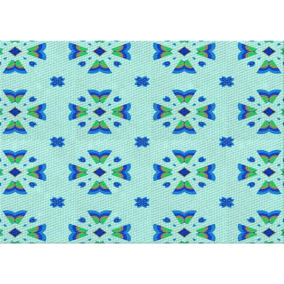 Ahgly Company Indoor Rectangle Patterned Aquamarine Green Area Rugs, 2' x 5'