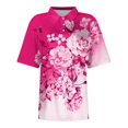 thumbnail image 3 of KDDYLITQ Womens Golf Shirts Collared Short Sleeve T Shirt Lightweight Moisture Wicking Polo Casual 3 Buttons Golf Outfits Hot Pink 3XL, 3 of 4