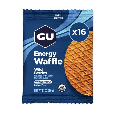 GU Energy Waffle Organic Performance Fuel for Endurance Sports, Wild Berries, 16 Count