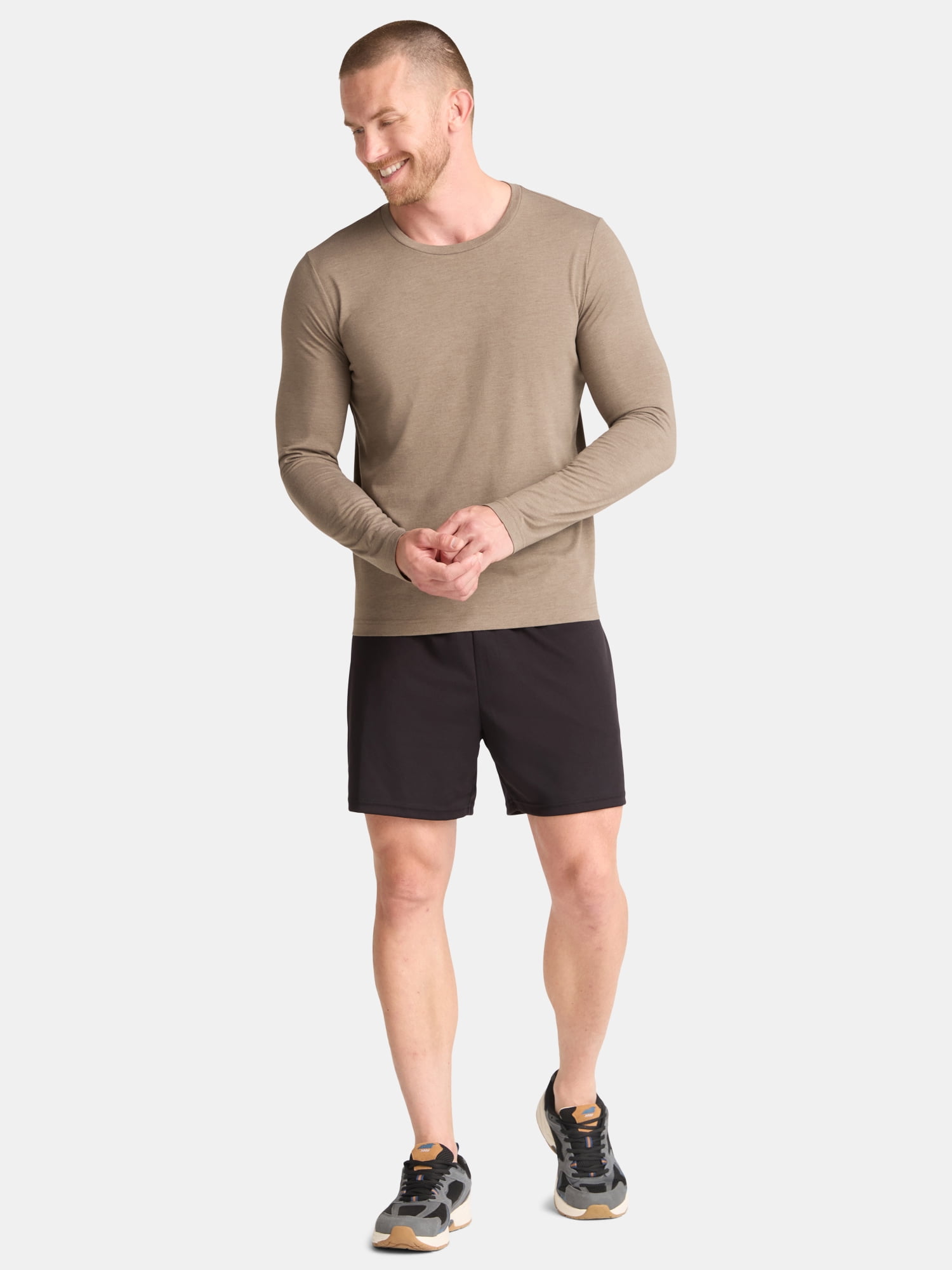 Athletic Works Men's and Big & Tall Men's Tri-Blend Tee with Long Sleeves, Sizes XS-4XLT