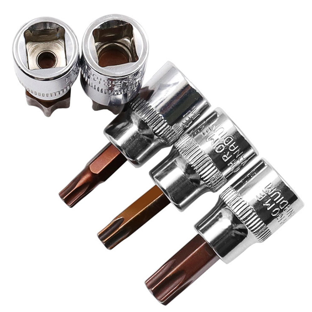 RAINB 11Pcs 3/8 1/4Inch Drive Alloy Torx Screwdriver Bits Socket Bit For T10-T60 Hand Tool Set A