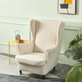 thumbnail image 4 of Eurhowing Stretch Wingback Chair Slipcover, 2-Piece Jacquard Armchair Cover with Cushion Cover, Washable Non-Slip Wingchair Protector for Living Room Bedroom, Off-White, 4 of 8