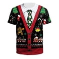 thumbnail image 4 of Hombre Camiseta Papá Noel Estampados Gráficos Cuello Barco Estampado 3D Al aire libre Navidad Manga Corta Estampado Ropa Deportes Casual, 4 of 4