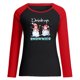 thumbnail image 4 of Camiseta de manga larga con estampado navideño informal con cuello redondo para mujer, blusa con parches, Tops a la moda Pompotops gfhjh4293, 4 of 5