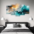 thumbnail image 2 of ZHONGYUTONG Teal Abstract Wall Art 5 Pieces Turquoise Wall Canvas Pictures Prints Modern Abstract Home Wall Decor for Living Room Bedroom Office Framed (16x24inx2pcs 16x32inx2pcs 16x40inx1pcs), 2 of 5