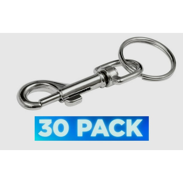 30pkHillman Snap Hook KEY RING Silver Metal Lower End Swivel Steel