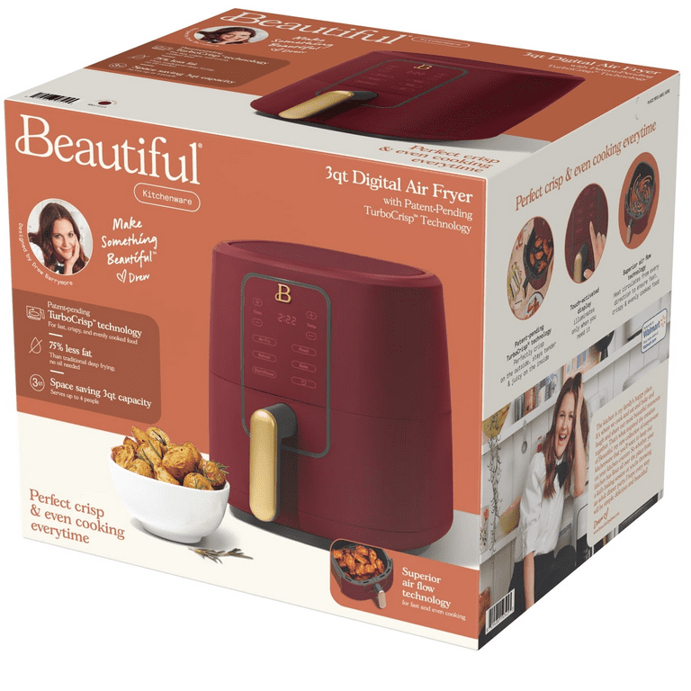 Beautiful 3 Qt Air Fryer with TurboCrisp Technology, Limited Edition Merlot  by Drew Barrymore 