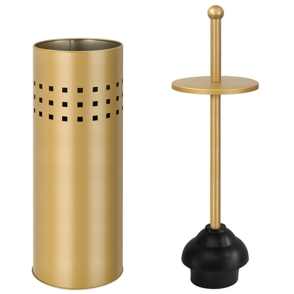Toilet Plunger with Holder for Bathroom, Multi Drain Suitable also for Bathtubs, Quick Dry, Gold