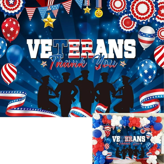 Veterans Day Backdrop Thank You Veterans Photography Background Patriotic Heroes Party Decorations Banner Supplies Photo Booth Props