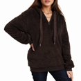 thumbnail image 4 of Vedolay Women's Hoodies Fashion 2023 Casual Long Sleeve V Neck Pullover Tops Jackets for Women Brown,2XL, 4 of 4