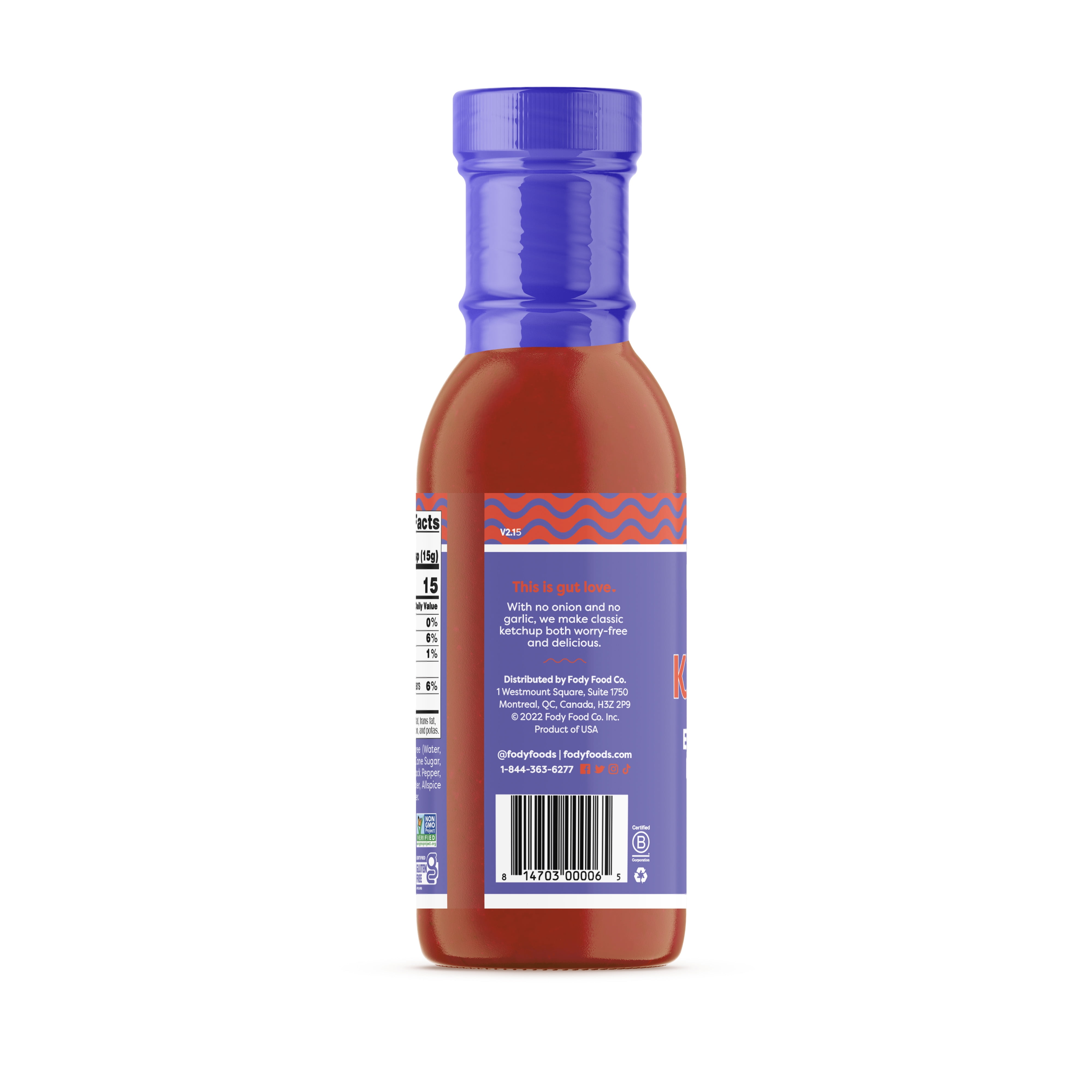 (2 pack) Fody Foods Gluten-Free Ketchup, 11.07oz Bottle