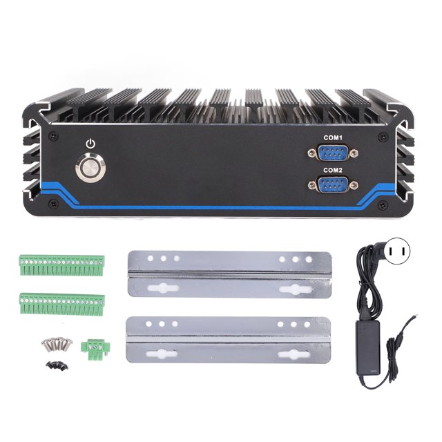 Computadora Industrial Ticfox Controlador Industrial con Tecnología Multifunción POE 4 Puertos de Red Gigabit Poe sin Ventilador Enchufe US 100-240V
