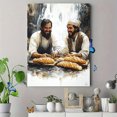 thumbnail image 4 of Qisvanset 12x16 Inch 2D Flat Framed Canvas Art, Bread and Fish Watercolor Jesus Feeds Minimalist Religious Home Wall Art, 4 of 5