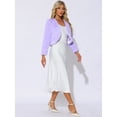 thumbnail image 4 of DARING DIVA Women's Faux Fur Cropped Open Front Jacket Bolero Coat M Light Purple, 4 of 6
