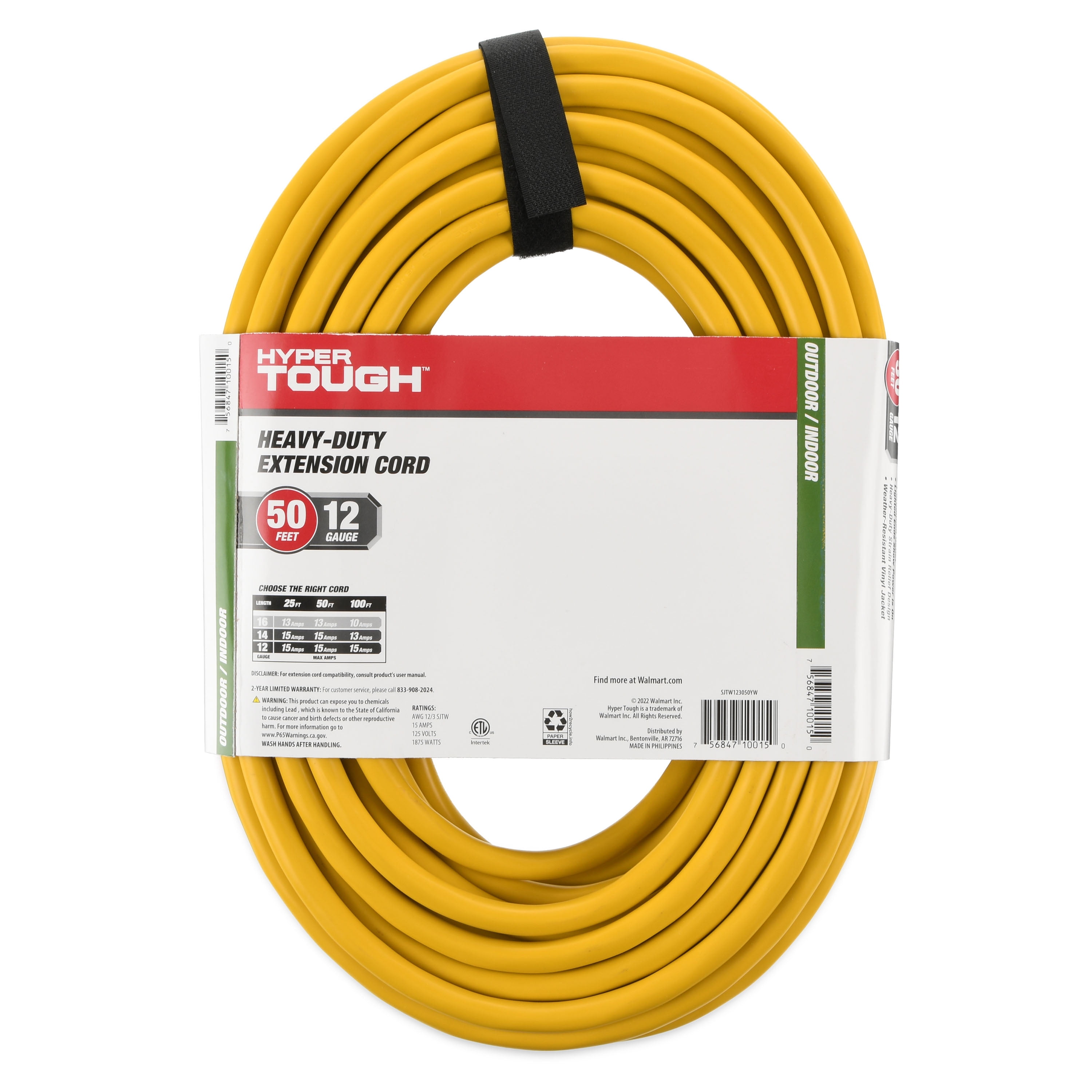 Hyper Tough Indoor/Outdoor Heavy Duty Extension Cord, 50’