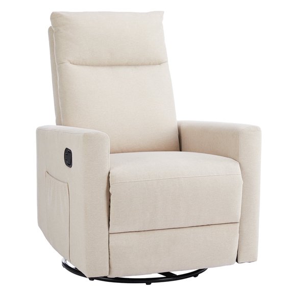 JIOABL Rocking Glider Chair Nursery Seat with Soft Padding & 360° Swivel for Home Soothing Moments, Beige