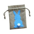 thumbnail image 2 of AMLESO Easter Bunny Decor Drawstring Burlap Bag 14x10cm Cookie Packing Bag Party Favors Blue, 2 of 8