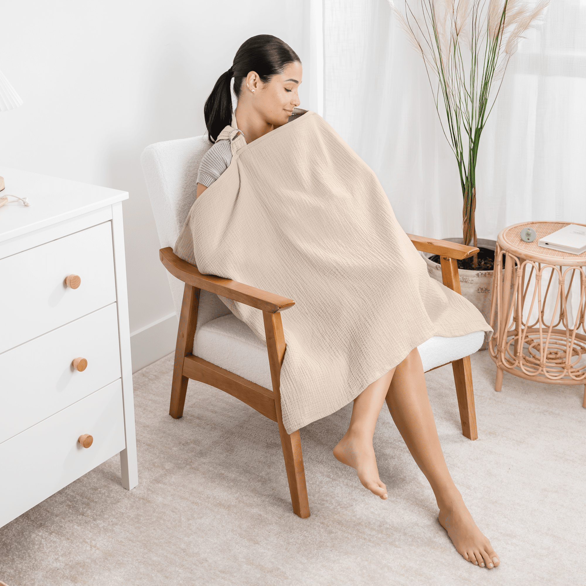 Comfy Cubs Muslin Nursing Cover with Adjustable Neck Strap - Pack of 2, Sand and Cedar