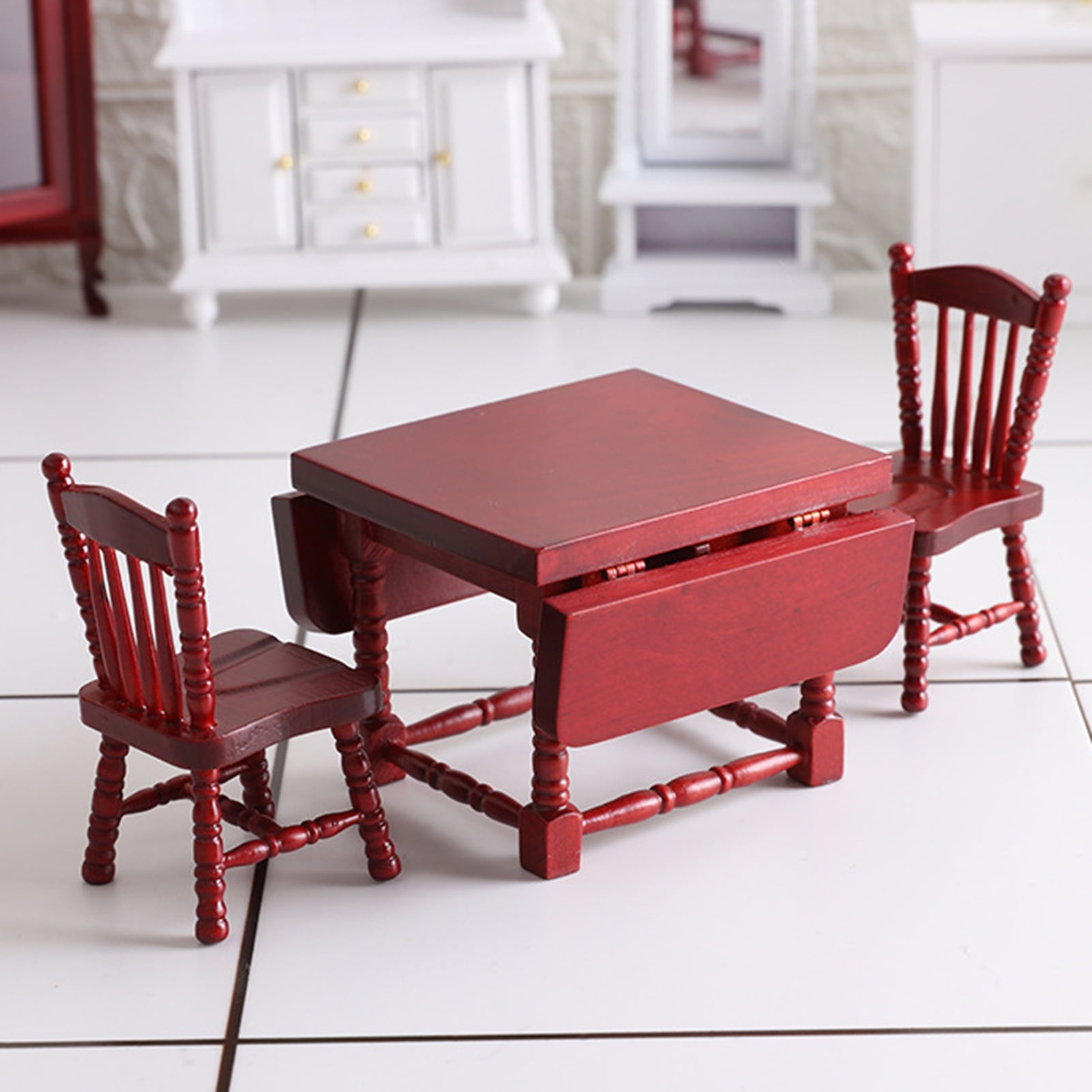 Farfi Birch Folding Table Chair Model Accessories Decor Craft Gift 