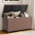 thumbnail image 6 of Dovov 158 Gallon Deck Box, Large Wicker Outdoor Storage Box PE Rattan Storage Bin Waterproof with with Flip Lid for Backyard Patio Furniture Cushions, Gardening Tools, Pool Supplies, Brown, 6 of 11