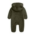 thumbnail image 2 of Kovlvoll Newborn Baby Clothes Winter Fuzzy Rompers Zip up Long Sleeved Hooded Fleece Lined Warm Infant Boy Girl Footed Jumpsuit, 2 of 3