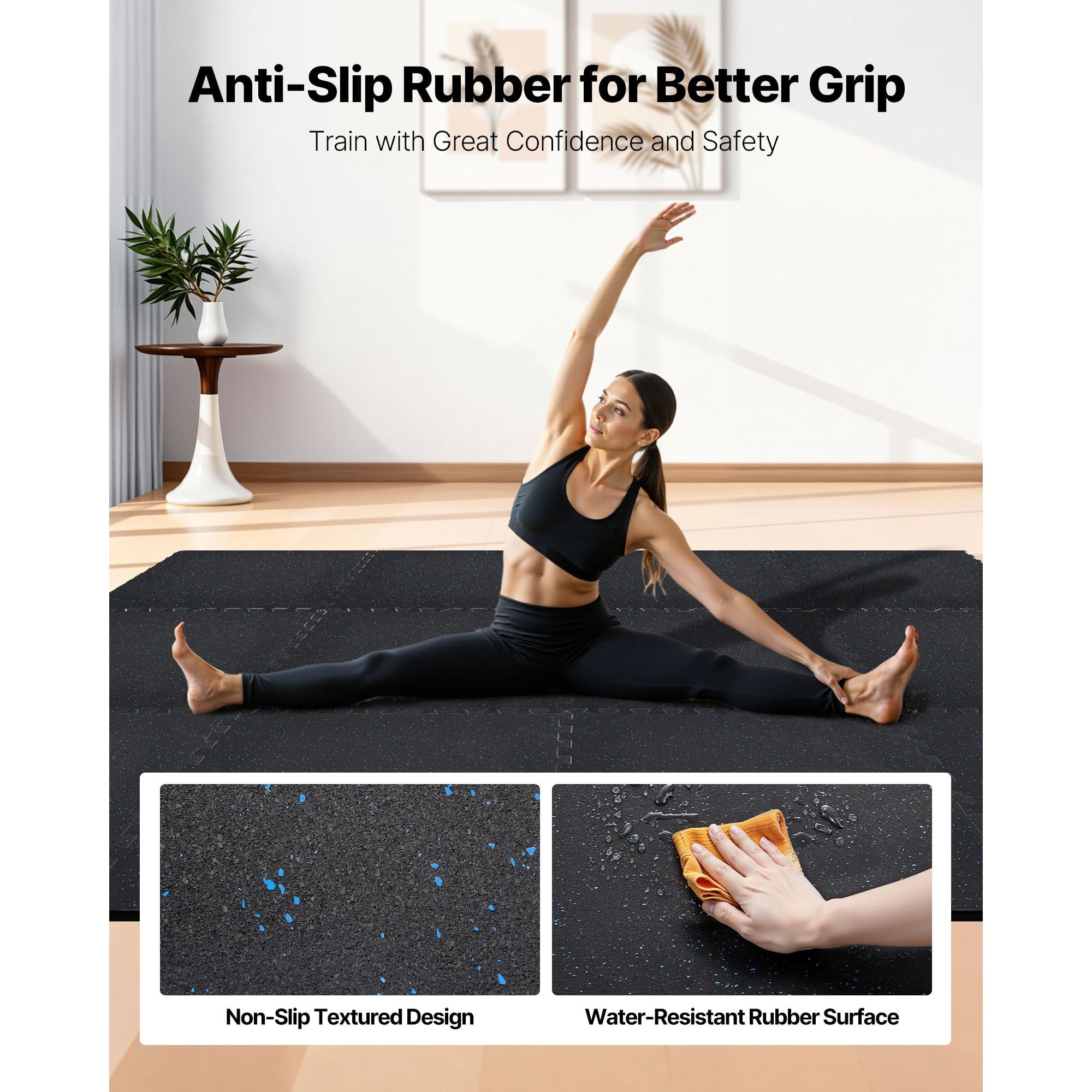 24 PCS Puzzle Exercise Mat, 24x24x0.4in EVA Foam, Interlocking Protective Floor Padding with Blue Dots for Home Gym Office