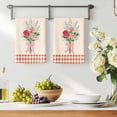 thumbnail image 3 of Pastoral Flowers Kitchen Towels Set of 2, Spring Red Pink Leaves Farmhouse Plaid Absorbent Dish Towels for Kitchen, Microfiber Hand Towel, Quick Drying Tea Towel for Cleaning Decorative Dishcloths, 3 of 7