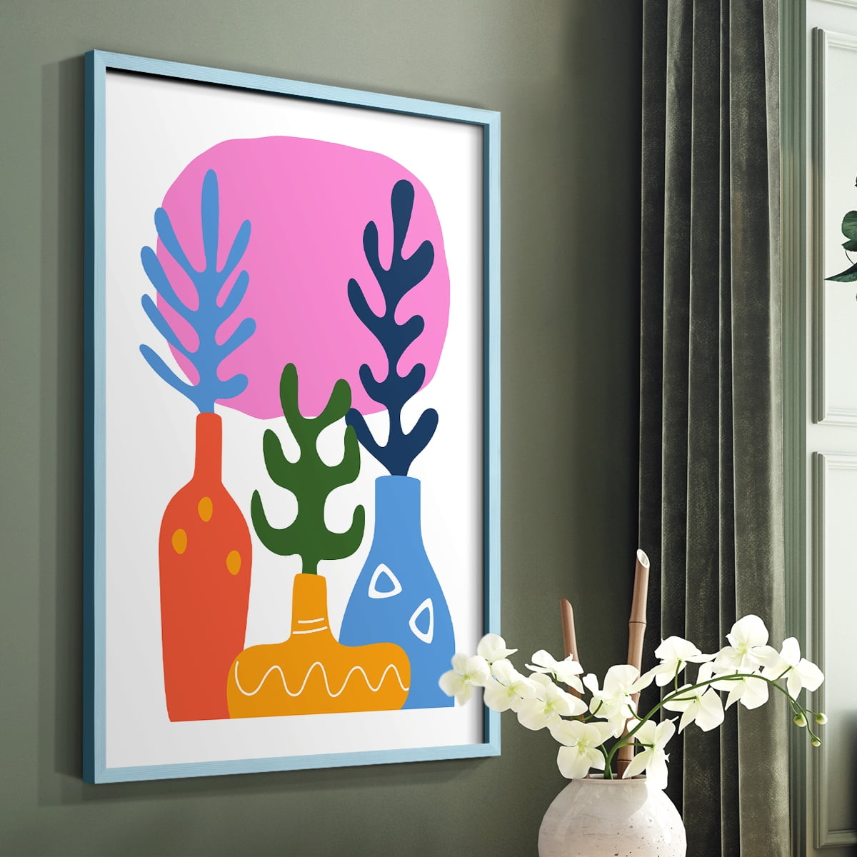 Matisse CDLIX in Blue Solid Wood Framed Print No Nail Hanging