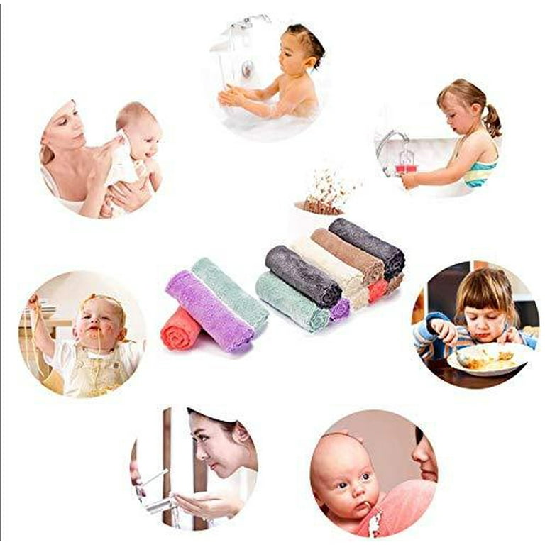 Baby Plus BP8904 8Pcs Infant Wash Clothes - Baby Washcloths, Mom