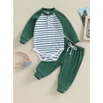 thumbnail image 2 of Wassery Baby Boys Girls Clothes 3M 6M 9M 12M 18M Infant Long Sleeve Striped Print Romper + Pants Set 2PCS Newborn Fall Outfits, 2 of 9