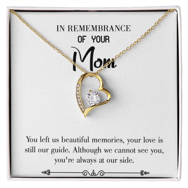 To Mom Remembrance Message Always at Our Side White Forever Necklace w Message Card