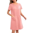 thumbnail image 6 of MYAOYI Housecoat for Women Short Sleeves Zipper House Coat Short Bathrobes Lightweight Nightgown with Pockets, 6 of 6