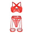 thumbnail image 2 of Gibobby Sujetador De Encaje Para Mujer Conjunto De Lencería Erótica Cuello V Lencería erótica Sexy para Mujer, Vestido de Piel Sexy y Casual, Mujer Sexy(Rojo, M), 2 of 5