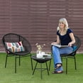thumbnail image 4 of Costway 3PCS Patio Acapulco Furniture Bistro Set Plastic Rope Glass Table Black, 4 of 10