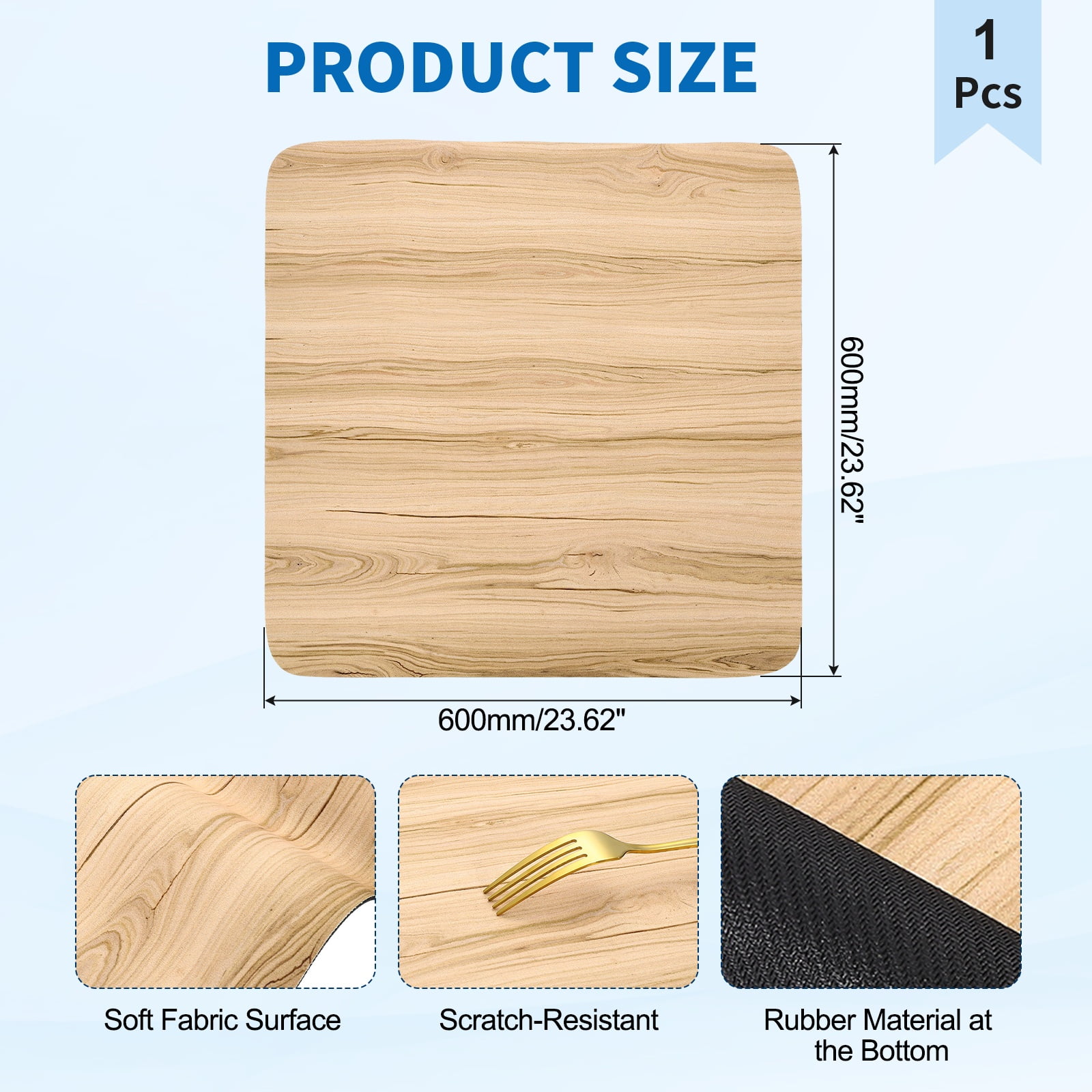 Washer and Dryer Top Protector Mat 24" x 24" - Non-Slip, Quick Drying Rubber Washing Machine Top Cover Pad for Home Kitchen Laundry Room, Wood Grain